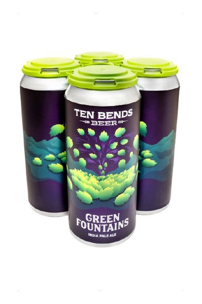Ten Bends Green Fountain IPA 4X 16oz Cans Beer Ale IPA Drinkun.com