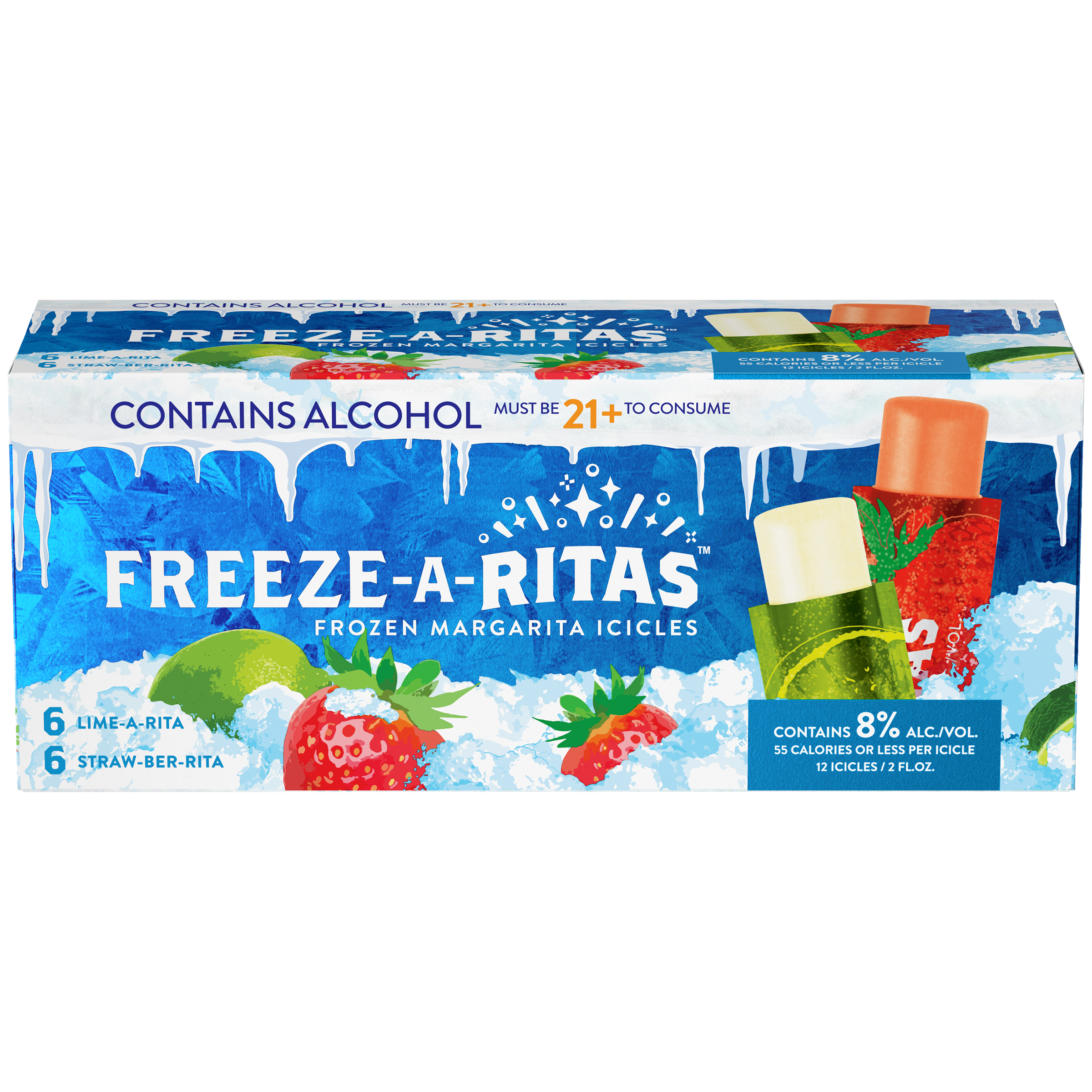 Ritas Freeze-A-Rita Frozen Margarita Icicles 12 Pack 1oz Box Liquor Alcoholic Cocktails Drinkun.com