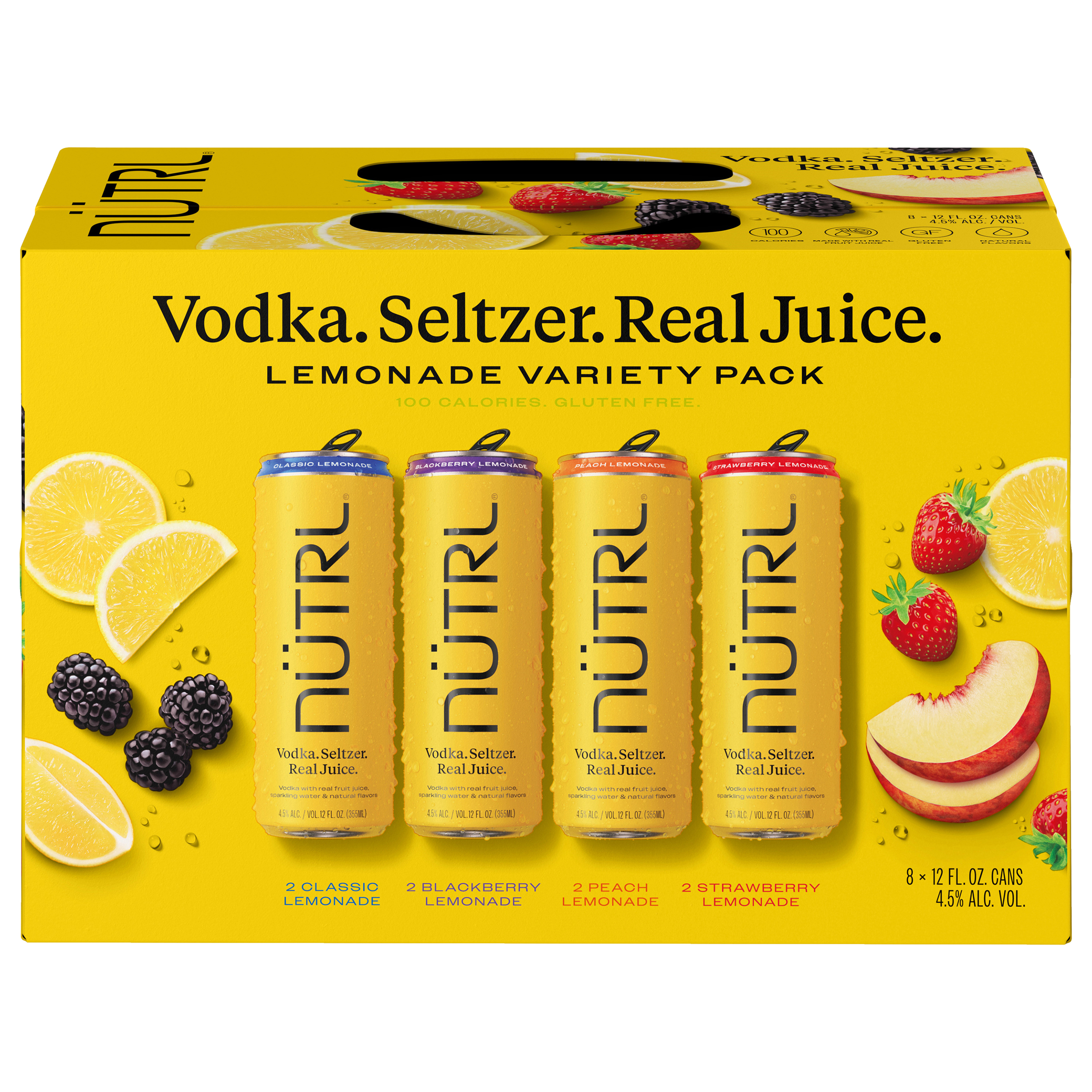 NUTRL Vodka Seltzer Lemonade Variety Pack 8 Pack 1oz Box Liquor Alcoholic Cocktails Drinkun.com