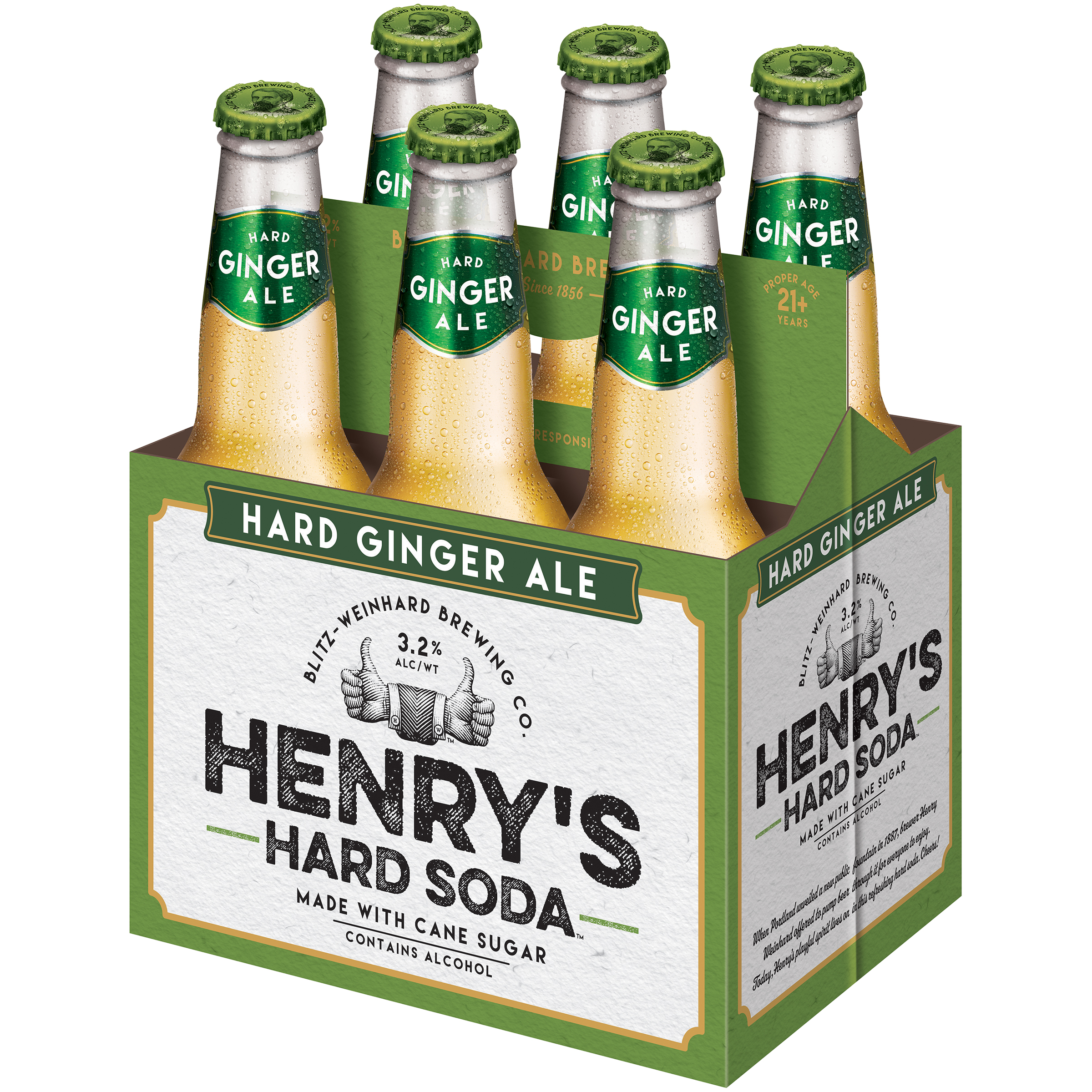 Henry's Hard Soda Hard Ginger Ale 6X 12oz Bottle Beer Flavored Malt Beverage Drinkun.com
