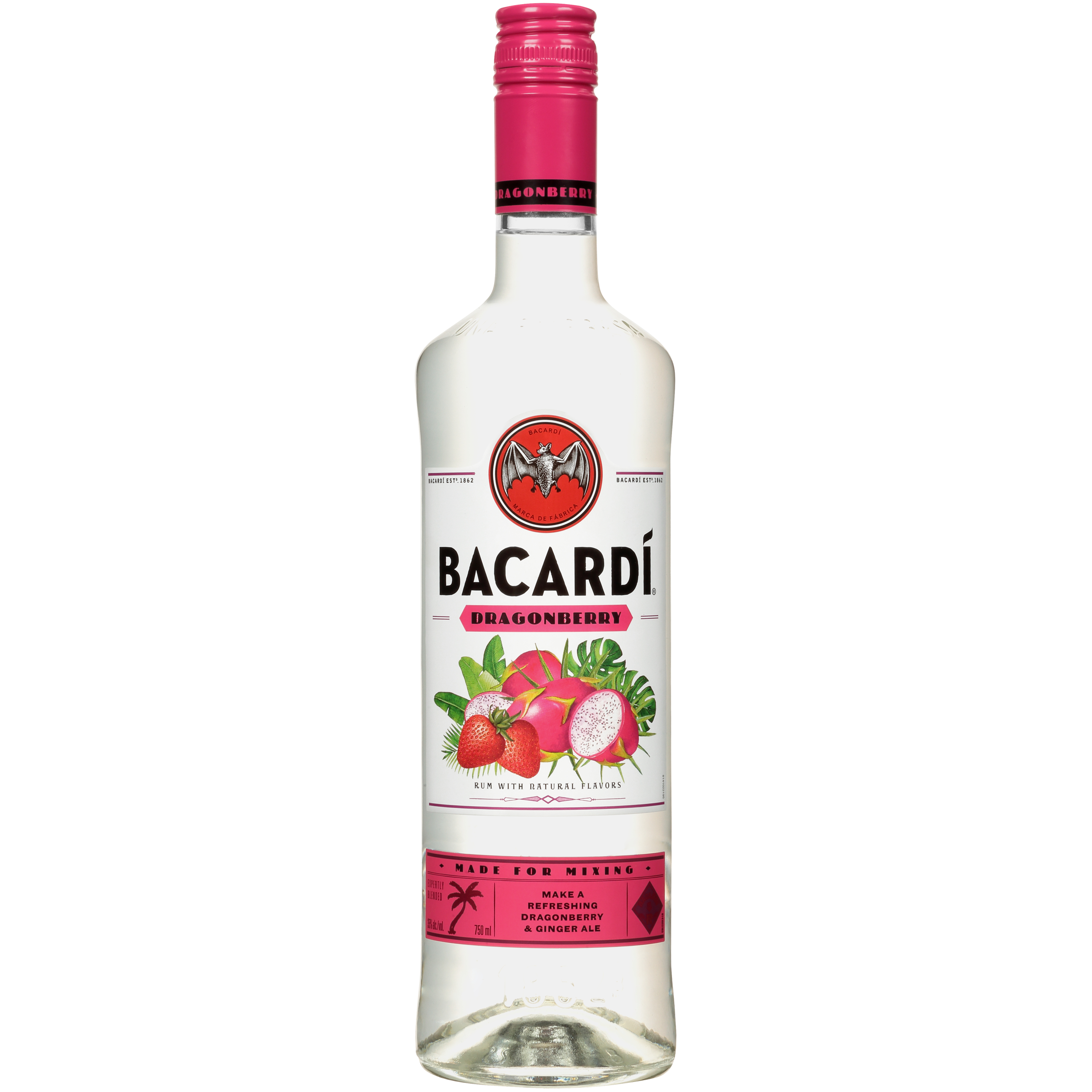 Bacardi Dragon Berry Strawberry Rum 750ml Glass_bottle Liquor Rum - Flavored Drinkun.com