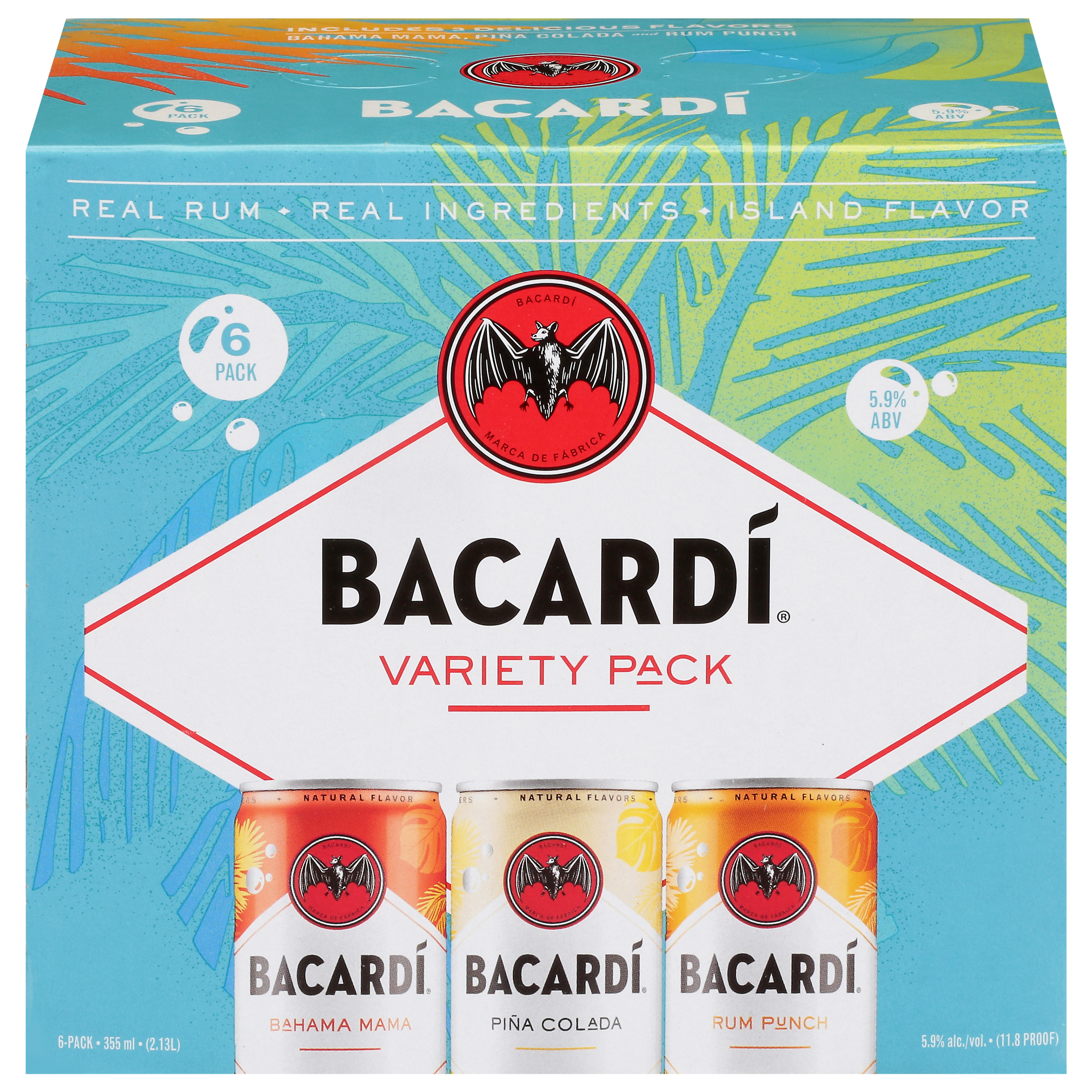 Bacardi Variety Pack 2 Real Rum Cocktail 6 Pack 2.13l Box Liquor Alcoholic Cocktails Drinkun.com