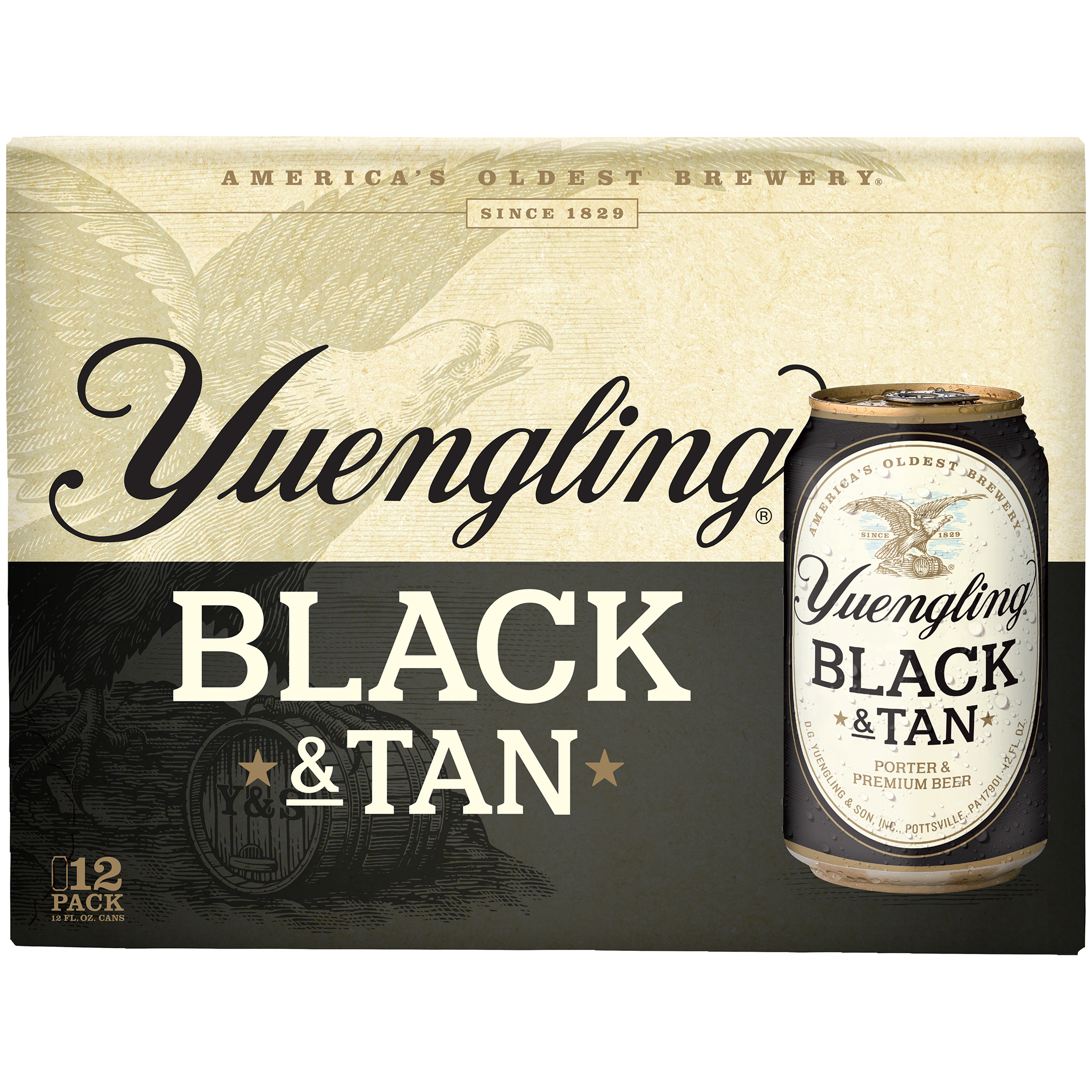 Yuengling Black and Tan 12X 12oz Can Beer Premium Full Beer Drinkun.com