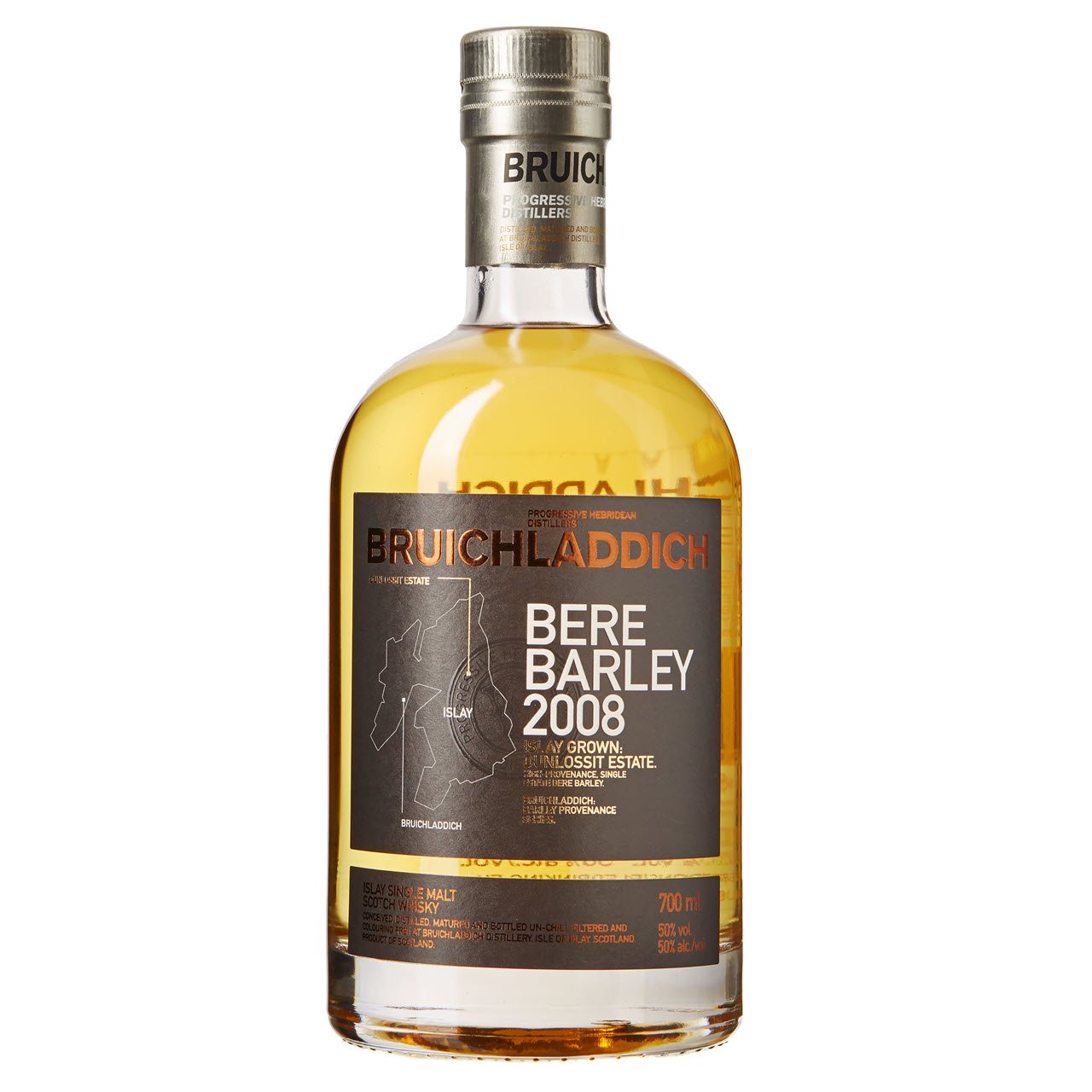 Bruichladdich Bere Barley Islay Grown: Dunlossit Estate Islay Single Malt Scotch Whisky 2008 750ml Glass_bottle Liquor Scotch Whiskey Drinkun.com