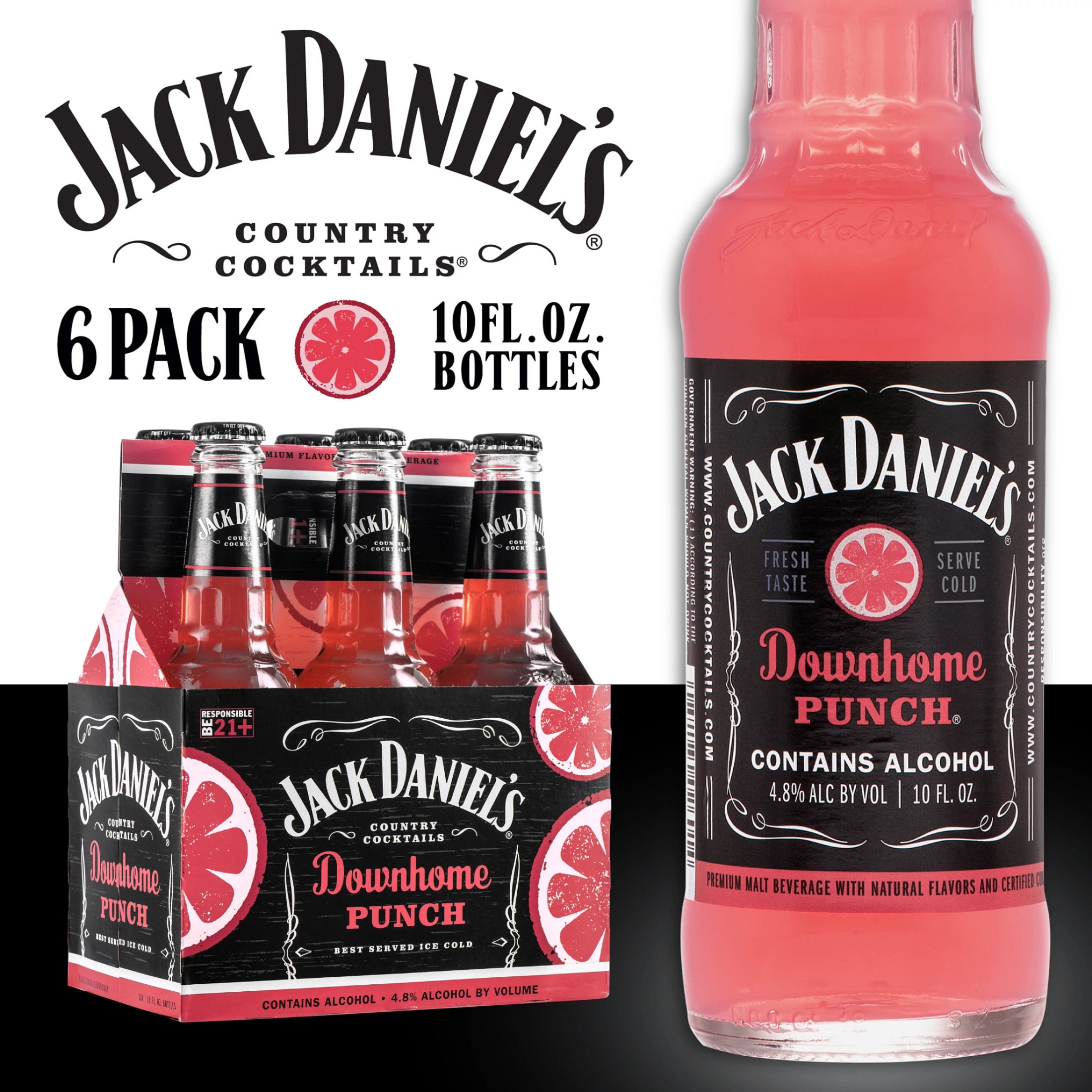Jack Daniel's Country Cocktails Down Home Punch 6 Pack 1oz Glass_bottle Liquor Alcoholic Cocktails Drinkun.com