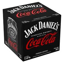 Jack Daniel's Old No. 7 Tennessee Whiskey mixed with Coca-Cola 4 Pack 1.42l Box Liquor Alcoholic Cocktails Drinkun.com