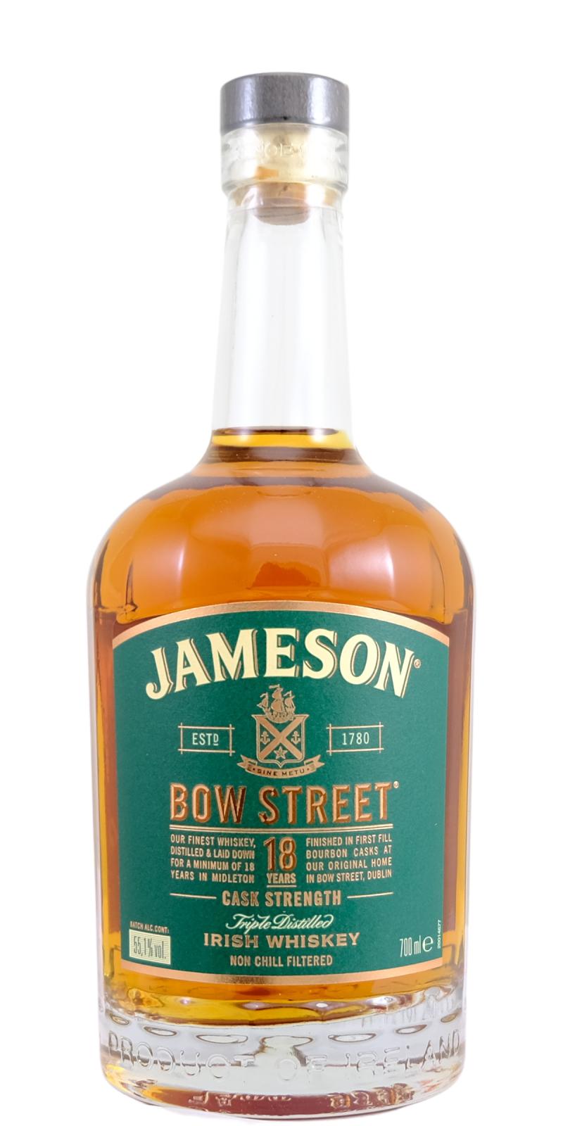 Jameson Bow Street Cask Strength Irish Whiskey 18 Year 750ml Glass_bottle Liquor Irish Whiskey Drinkun.com