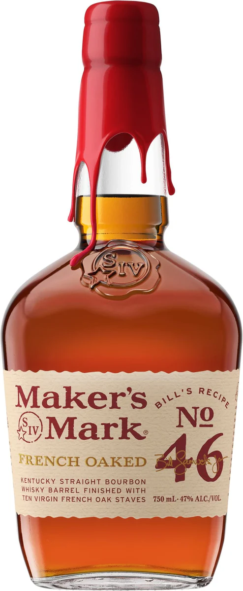 Maker's Mark French Oaked No 46 Kentucky Straight Bourbon Whisky Barrel Finished Ten Virgin French Oak Staves 750ml Glass_bottle Liquor Bourbon Whiskey Drinkun.com