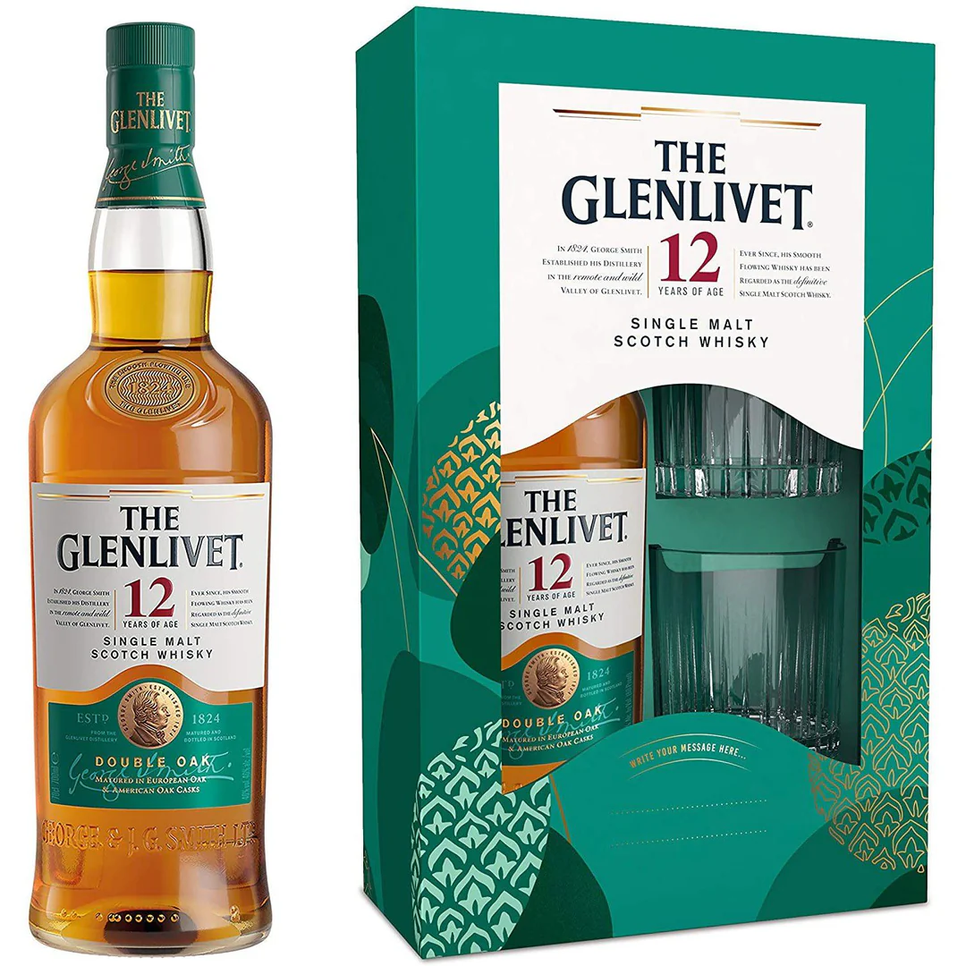 The Glenlivet Single Malt Scotch Whisky Gift Set 750ml Glass_bottle Liquor Gift Set Drinkun.com