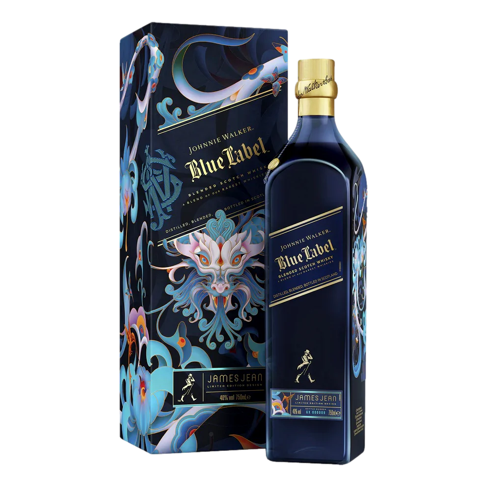 Johnnie Walker Blue Label Blended Scotch Whisky Year of the Dragon James Dean Limited Edition Design 750ml Glass_bottle Liquor Blended Scotch Whiskey Drinkun.com