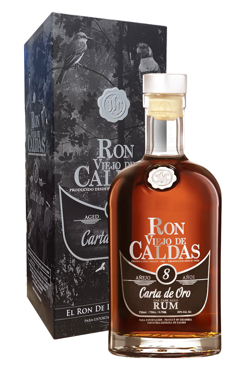 Ron Viejo de Caldas Carta de Oro Rum 8 Year 750ml Glass_bottle Liquor Rum Drinkun.com