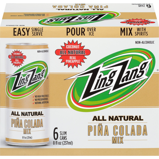 Zing Zang All Natural Pina Colada Mix 6 Pack 2.13oz Box Liquor Mixers Drinkun.com