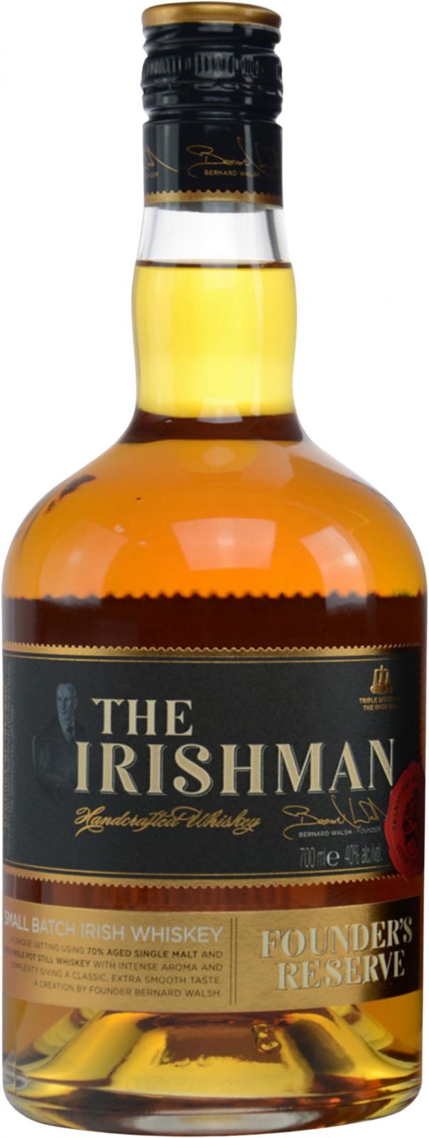 The Irishman Founder's Reserve Irish Whiskey 750ml Glass_bottle Liquor Irish Whiskey Drinkun.com
