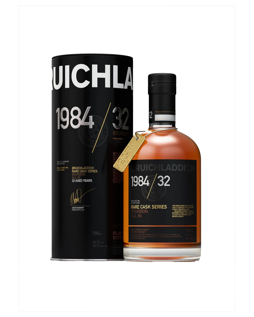 Bruichladdich Rare Cask Series Bourbon: All In 1984 Islay Single Malt Scotch Whisky 32 Year 750ml Glass_bottle Liquor Scotch Whiskey Drinkun.com
