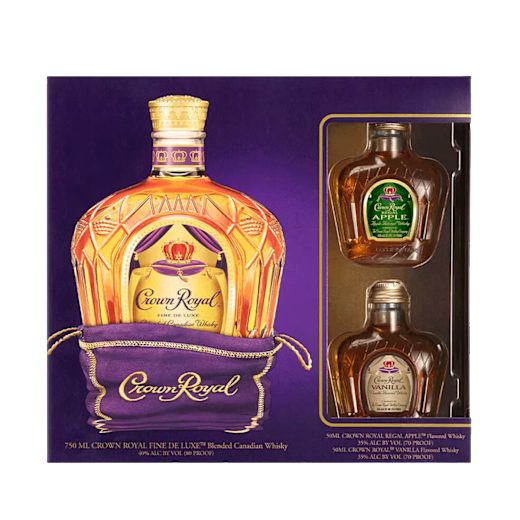 Crown Royal DeLuxe Canadian Blended Whisky Gift Set 750ml Glass_bottle Liquor Gift Set Drinkun.com
