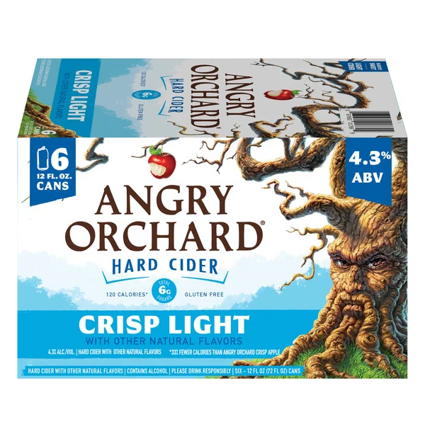 Angry Orchard Crisp Light Hard Cider, Spiked 6X 12oz Cans Beer Cider Drinkun.com