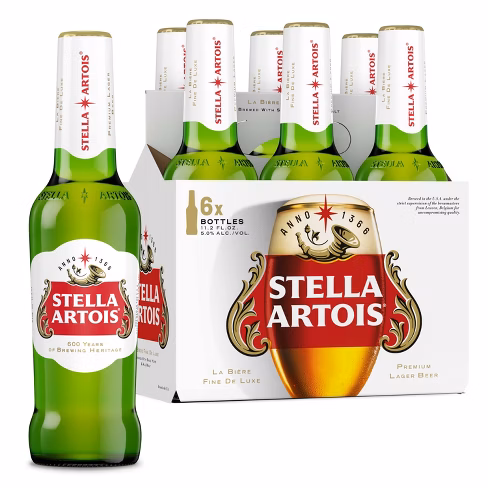 Stella Artois 6X 11.2oz Bottles Beer Lager Pale Lager Drinkun.com