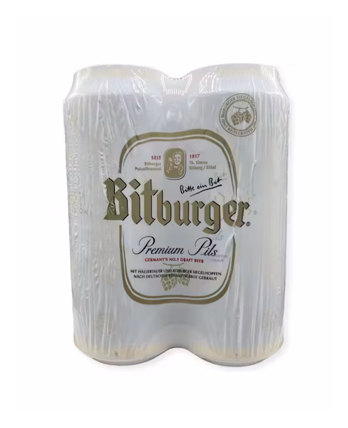 Bitburger Premium Pils 4X 16oz Cans Beer Lager Pilsner Drinkun.com