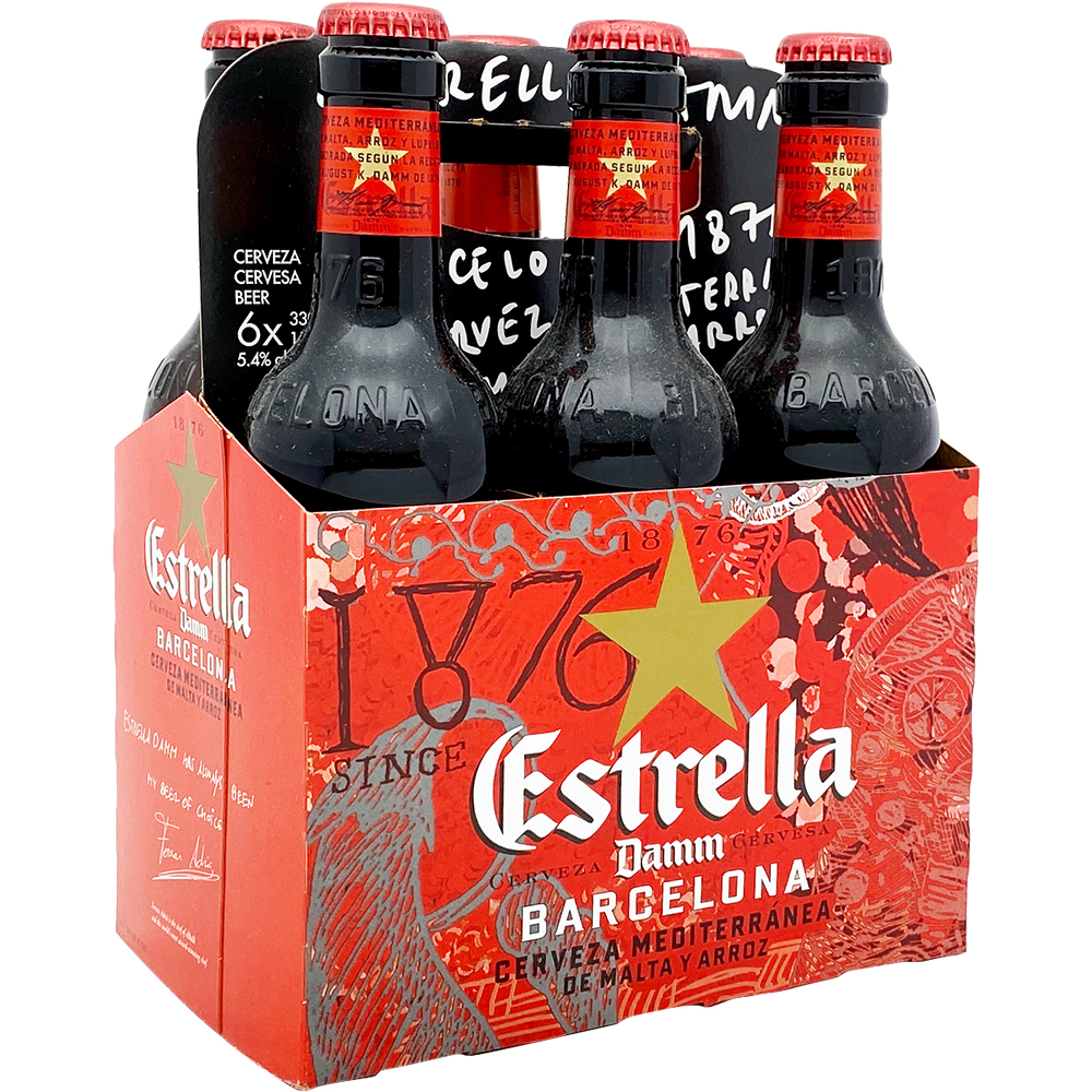 Estrella Damm Lager Beer 6X 12oz Bottle Beer Imported Beer Drinkun.com
