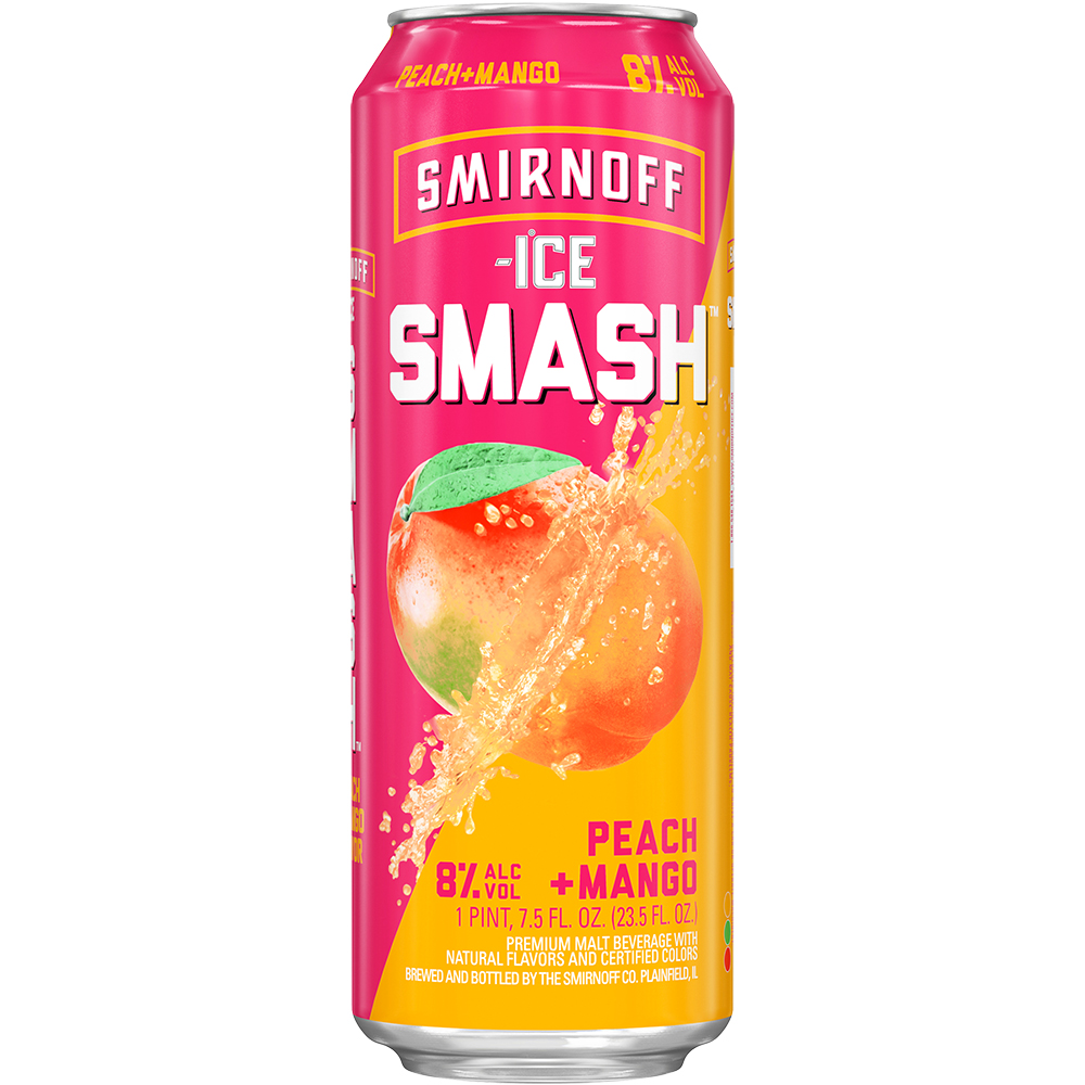 Smirnoff Ice Smash Peach + Mango 23.5oz Can Beer Specialty Beer & Alternatives Malt Liquor Drinkun.com