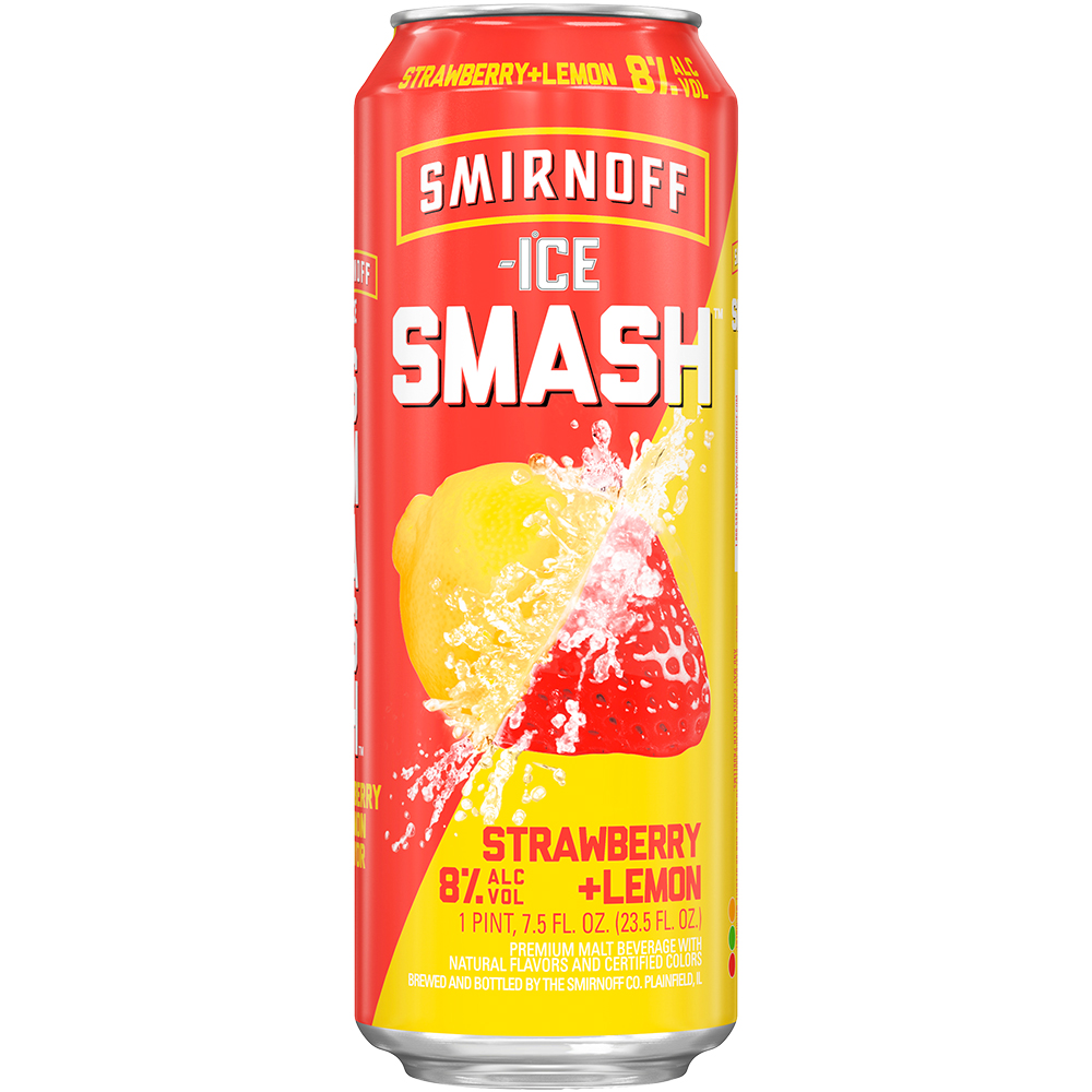 Smirnoff Ice Smash Strawberry + Lemon 23.5oz Can Beer Specialty Beer & Alternatives Malt Liquor Drinkun.com