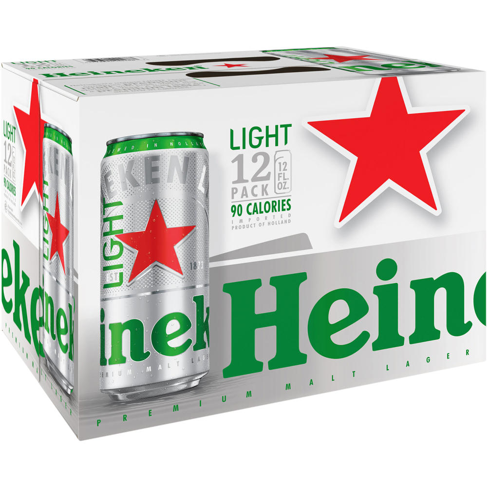 Heineken Premium Light Lager 12X 12oz Can Beer Imported Beer Drinkun.com