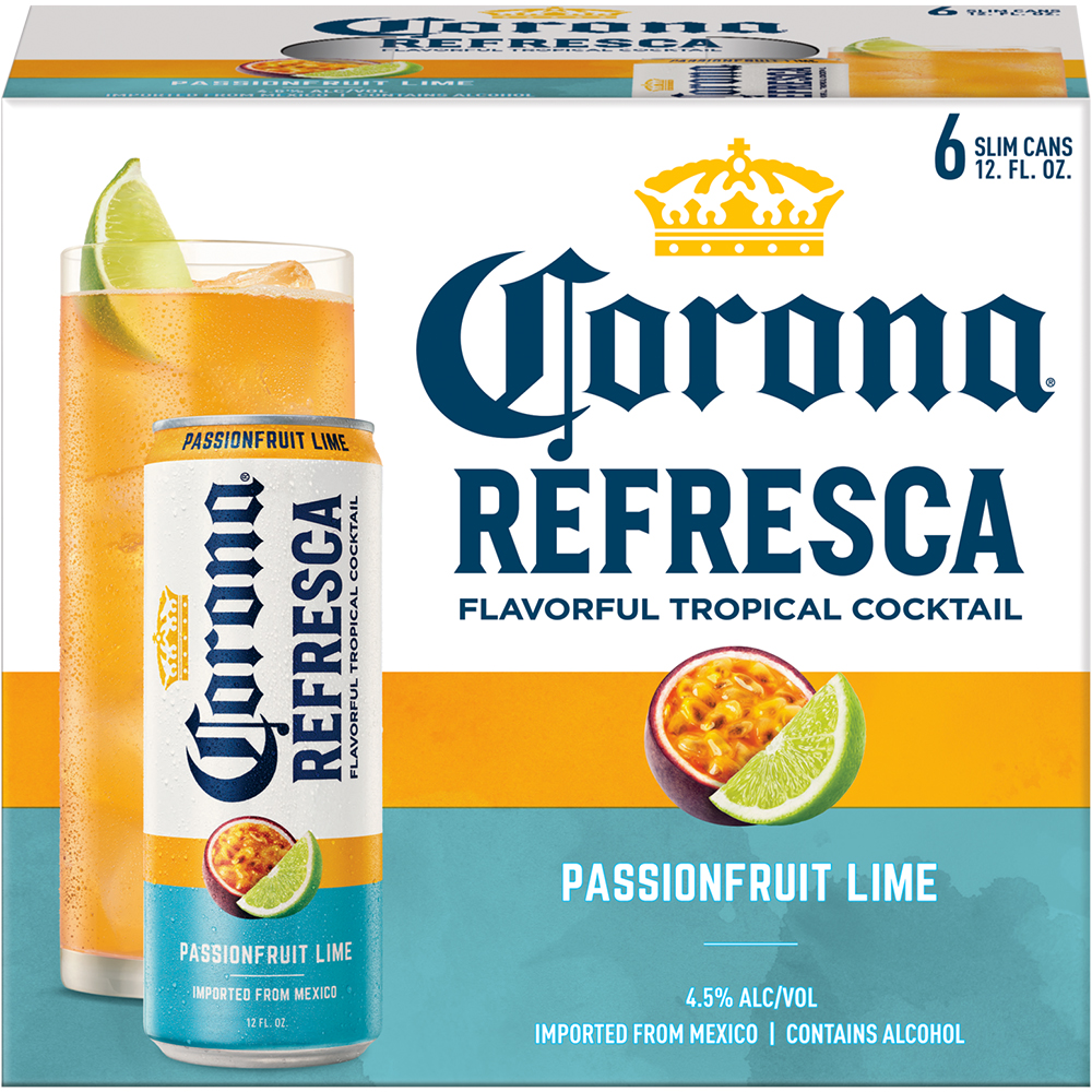 Corona Refresca Passion Fruit Lime 6X 12oz Can Beer Flavored Malt Beverage Drinkun.com