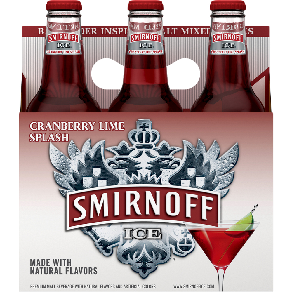 Smirnoff Ice Cranberry & Lime 6X 12oz Bottle Beer Flavored Malt Beverage Drinkun.com