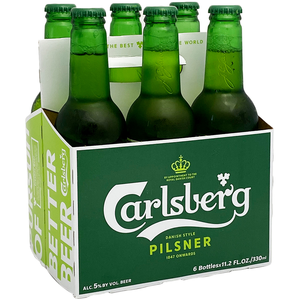 Carlsberg Premium Beer 6-Pack 330 ML Bottle 6X 11.2l Bottle Beer Imported Beer Drinkun.com