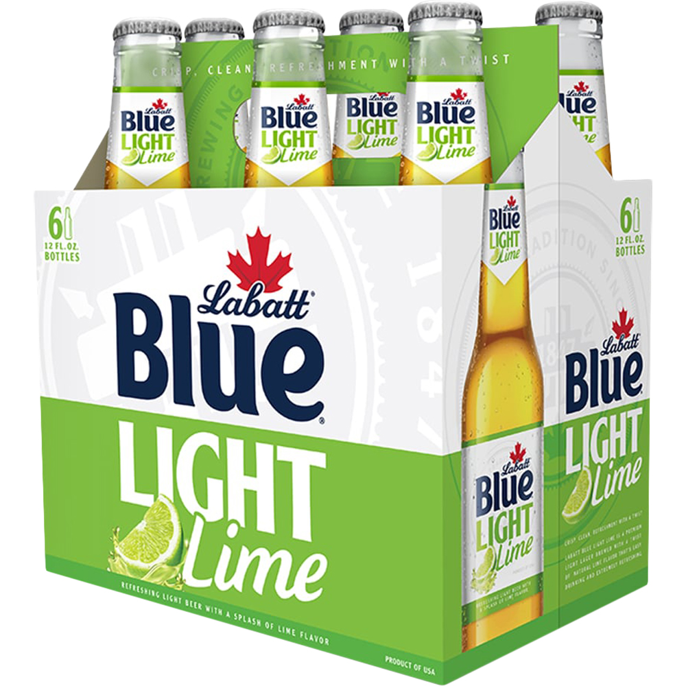 Labatt Blue Lime Lager 6X 12oz Bottle Beer Premium Light Beer Drinkun.com