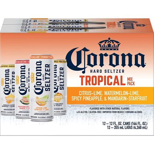 Corona Hard Seltzer Tropical Mix Variety Pack Gluten Free Spiked Sparkling Water 12X 12oz Cans Beer Specialty Beer & Alternatives Hard Seltzer Drinkun.com
