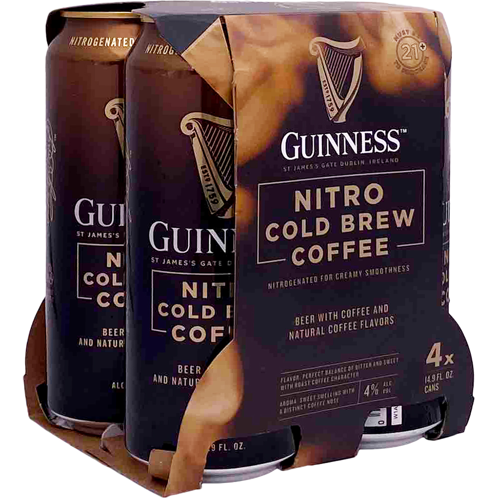 Guinness Nitro Cold Brew Coffee Stout 4X 14.9oz Can Beer Imported Beer Drinkun.com