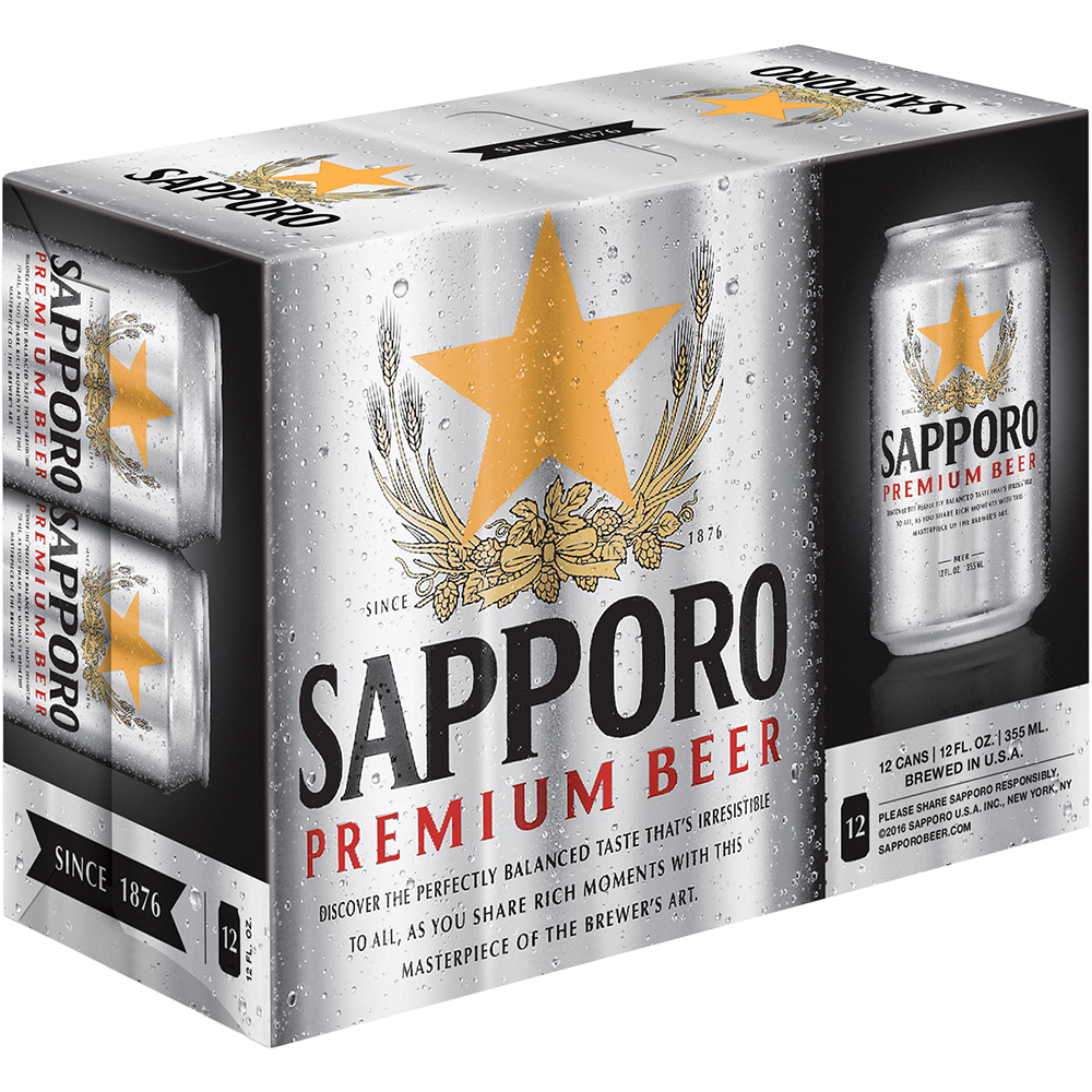 Sapporo Premium 12X 12oz Can Beer Lager Drinkun.com