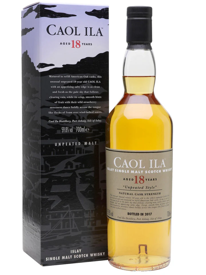 Caol Ila Islay Single Malt Scotch Whisky 18 Year Unpeated Style Natural Cask Strength 750ml Glass_bottle Liquor Scotch Whiskey Drinkun.com