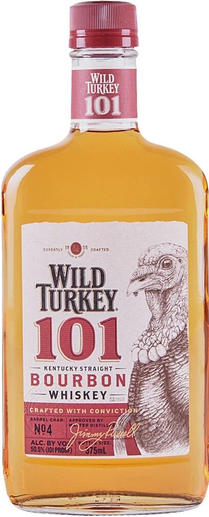 Wild Turkey 101 Kentucky Straight Bourbon Whiskey Flask 375ml Glass_bottle Liquor Bourbon Whiskey Drinkun.com
