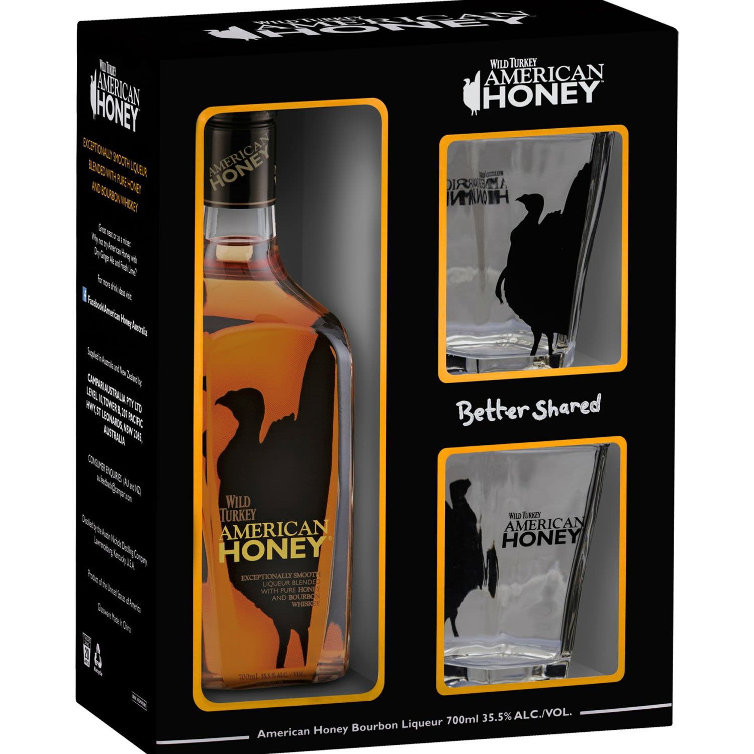 Wild Turkey American Honey Liqueur Gift Set 750ml Glass_bottle Liquor Gift Set Drinkun.com