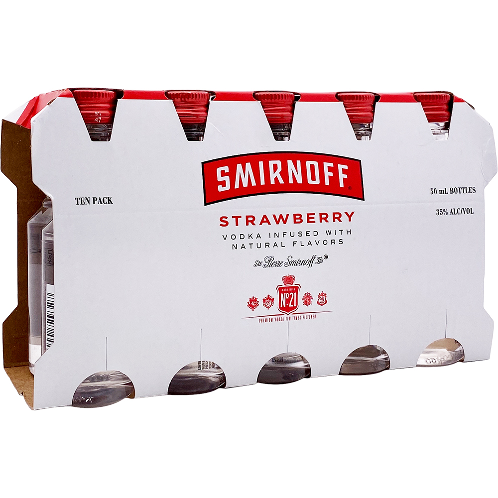 Smirnoff Strawberry 10X 50ml Bottles Liquor Vodka Flavored Vodka Drinkun.com