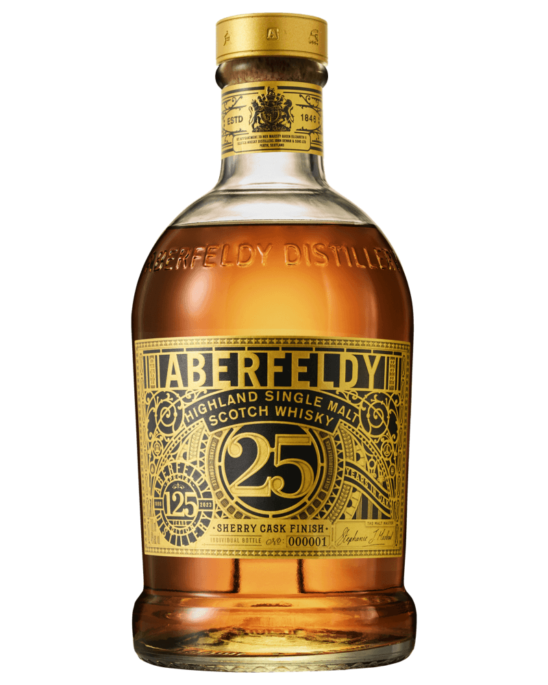 Aberfeldy Highland Single Malt Scotch Whisky 25 Year Sherry Cask Finish Limited Edition 125th Anniversary 700ml Glass_bottle Liquor Scotch Whiskey Drinkun.com