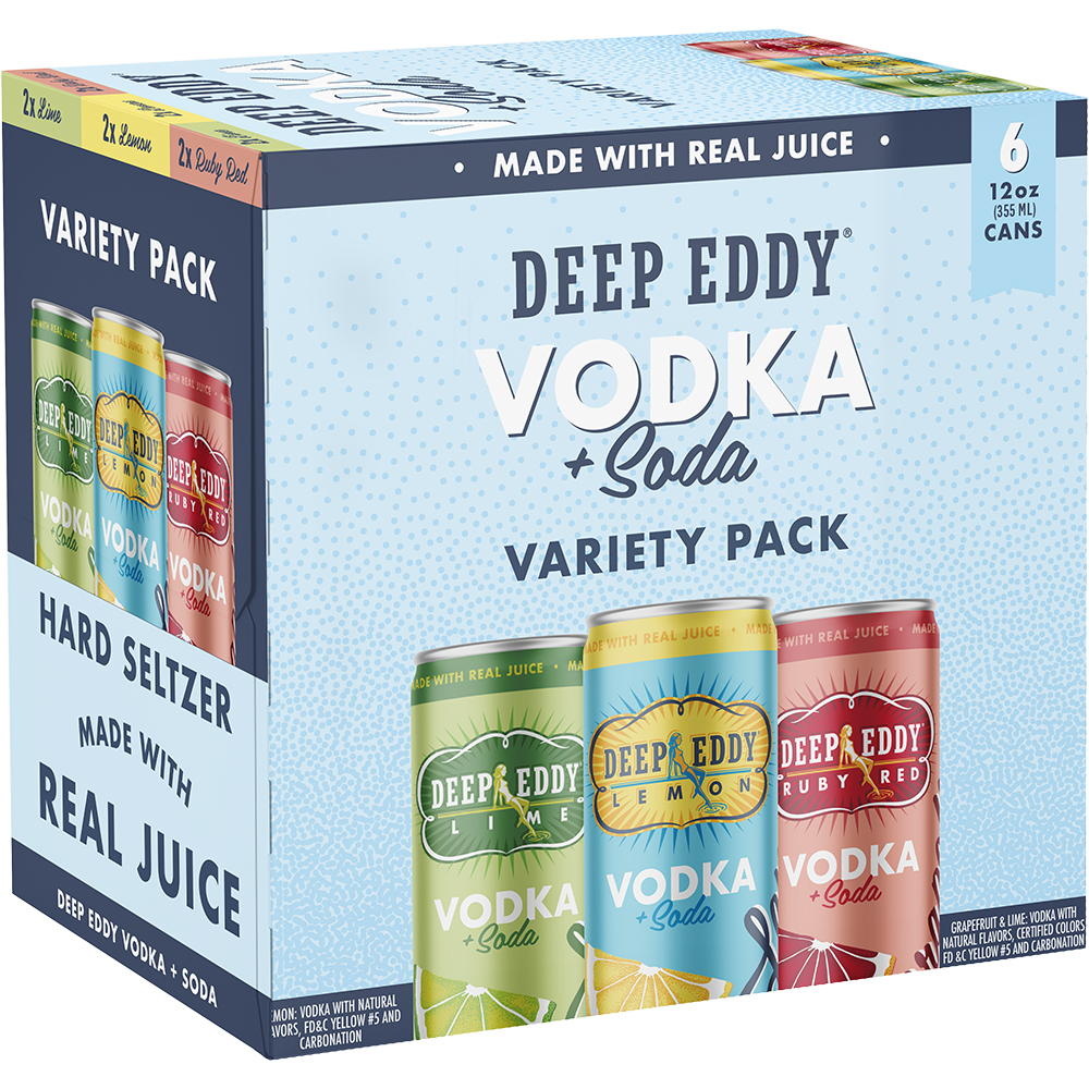 Deep Eddy Vodka + Soda Variety Pack 6 Pack 2.13oz Box Liquor Alcoholic Cocktails Drinkun.com
