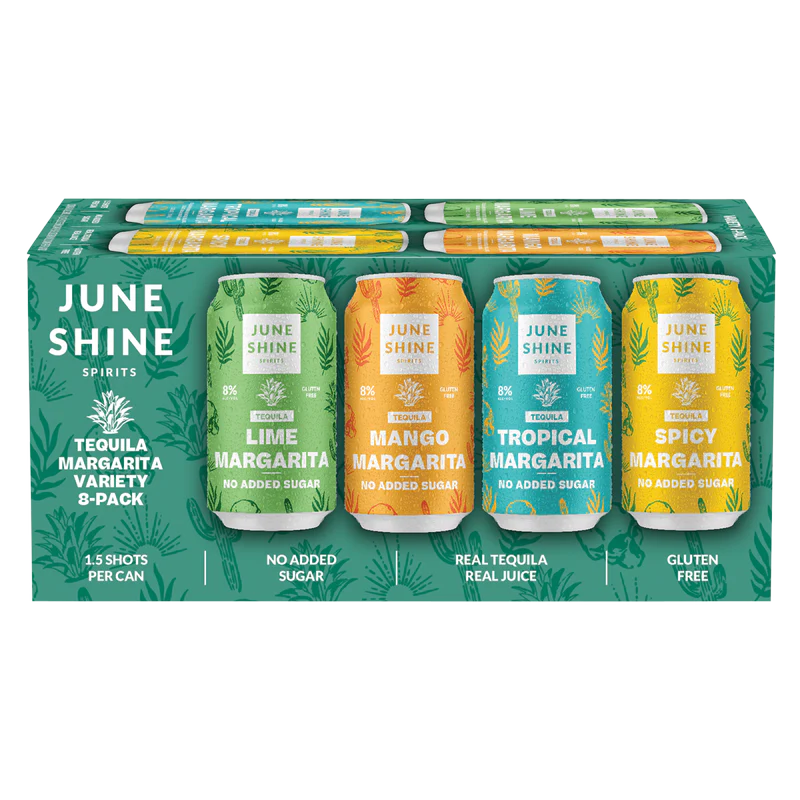JuneShine Spirits Tequila Margarita Variety Pack 8X 12oz Cans Liquor Ready-to-Drink Margarita Ready-to-Drink Drinkun.com