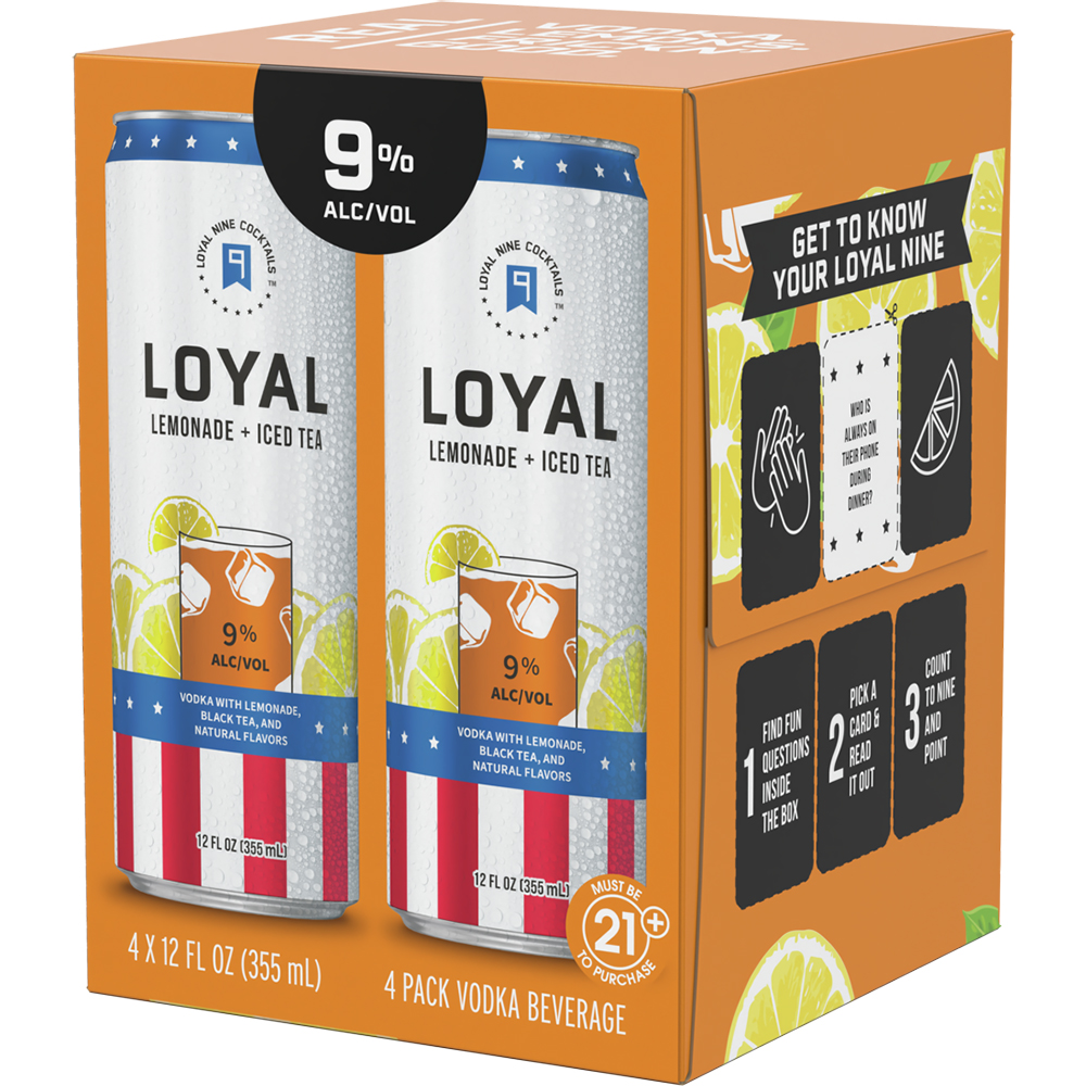 Loyal 9 Lemonade & Iced Tea Vodka Cocktail 4X 12oz Bottles Liquor Ready-to-Drink Drinkun.com