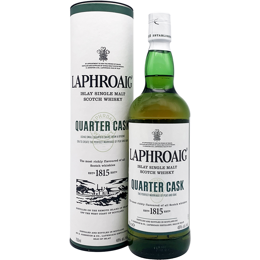 Laphroaig Islay Single Malt Scotch Whisky Quarter Cask Double Cask Matured 10 Year 750ml Glass_bottle Liquor Scotch Whiskey Drinkun.com