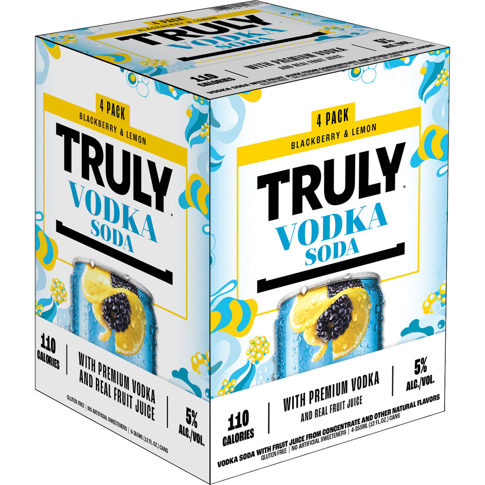 Truly Vodka Seltzer Blackberry & Lemon 4 Pack 1.42oz Box Liquor Alcoholic Cocktails Drinkun.com