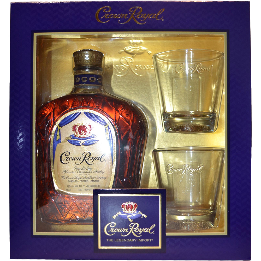 Crown Royal Blended Canadian Whisky Gift Set 750ml Glass_bottle Liquor Gift Set Drinkun.com