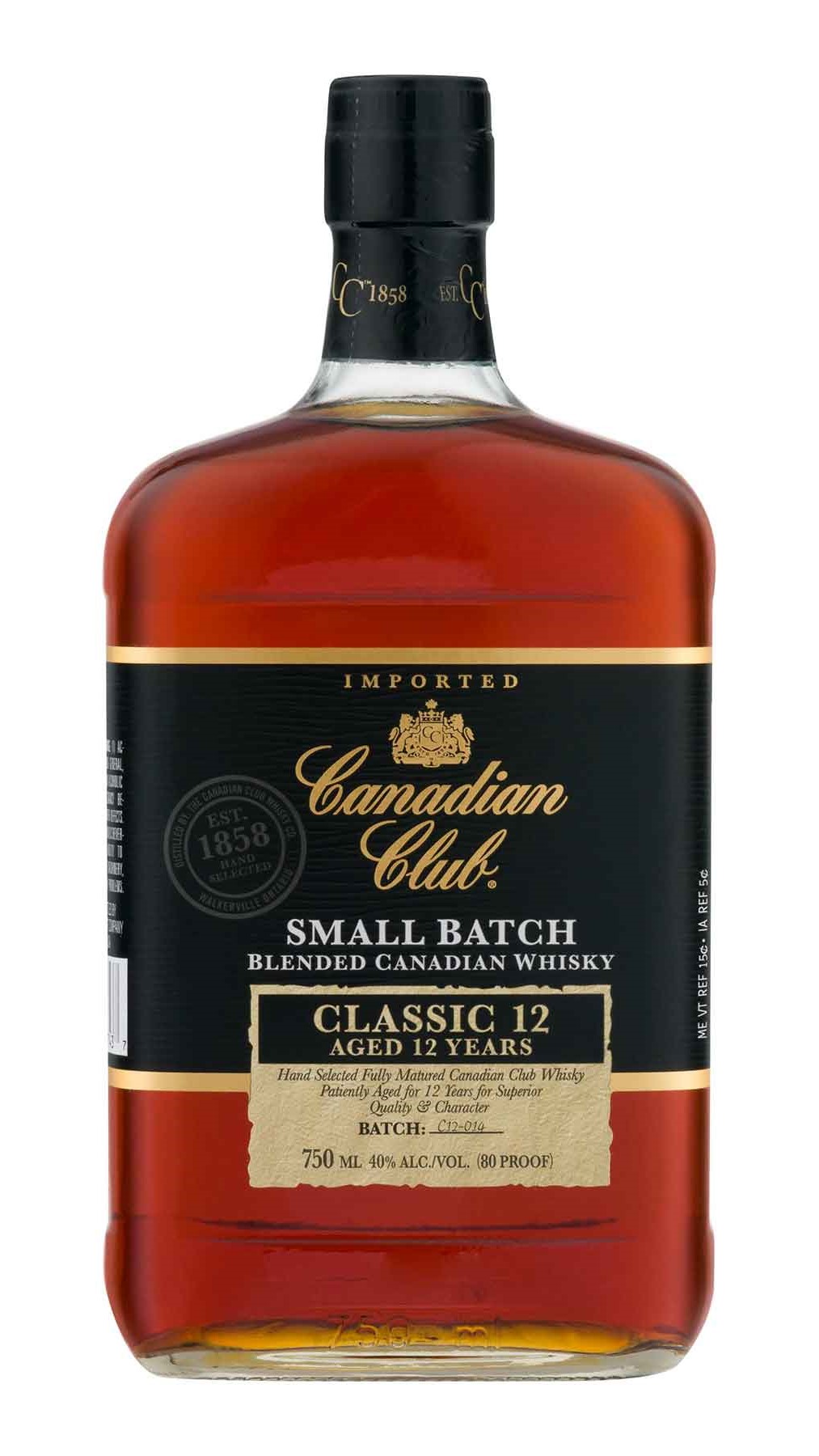 Canadian Club Small Batch Blended Canadian Whisky Classic 12 Year 750ml Glass_bottle Liquor Blended Canadian Whiskey Drinkun.com