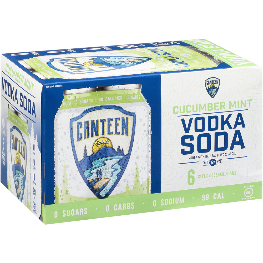 Canteen Spirits Cucumber Mint Vodka Soda 6 Pack 2.13oz Box Liquor Alcoholic Cocktails Drinkun.com